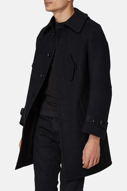 Manteau en laine mélangée noir Shiro Sakai