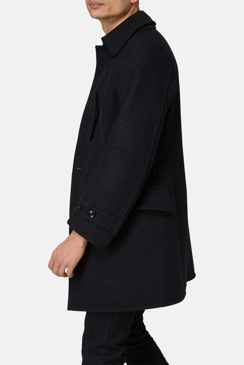 Manteau en laine mélangée noir Shiro Sakai