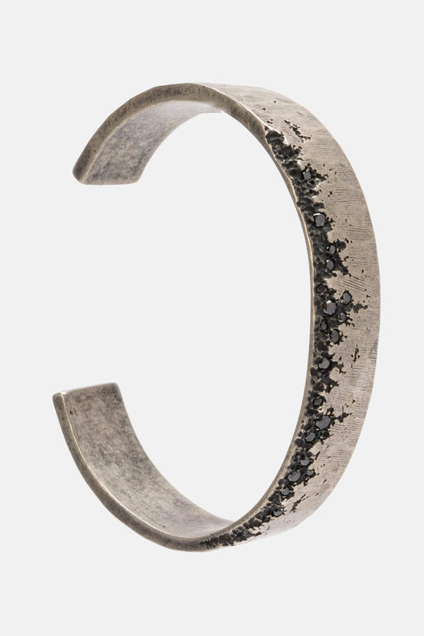 Jonc en argent et diamants noirs "Edge Stone" Tobias Wistisen