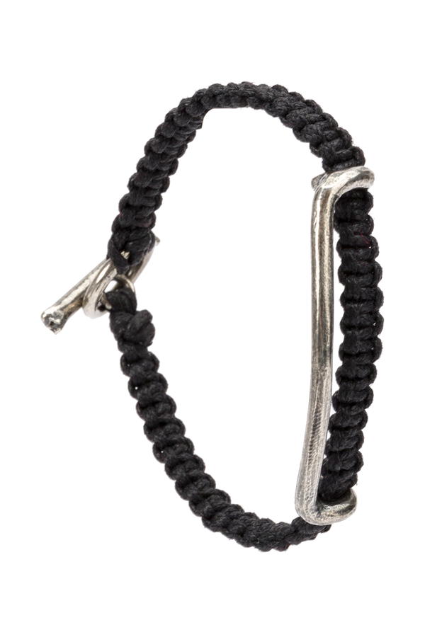 Bracelet en argent et coton noir Tobias Wistisen