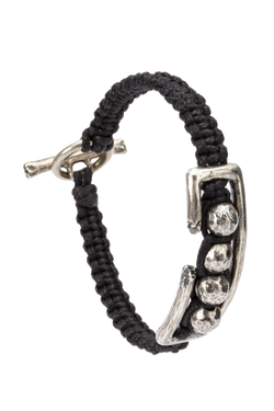 Bracelet en argent et coton noir Tobias Wistisen