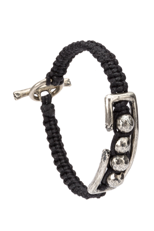 Bracelet en argent et coton noir Tobias Wistisen