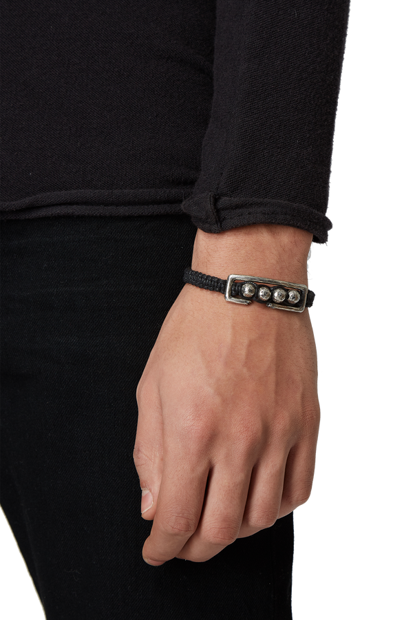 Bracelet en argent et coton noir Tobias Wistisen