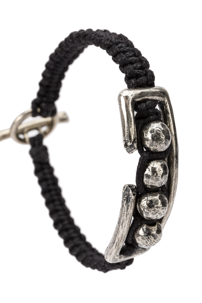 Bracelet en argent et coton noir Tobias Wistisen