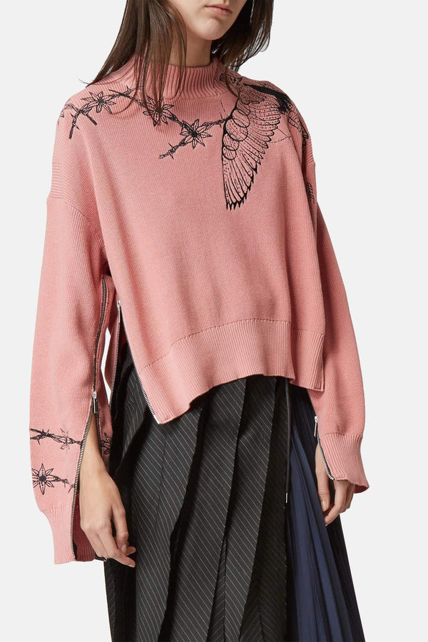 Pull brodé rose Sacai