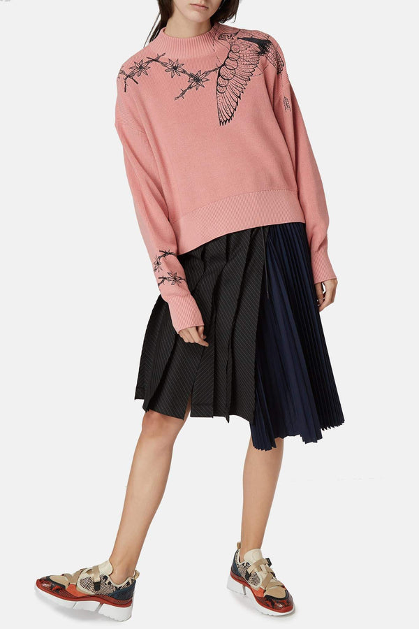 Pull brodé rose Sacai