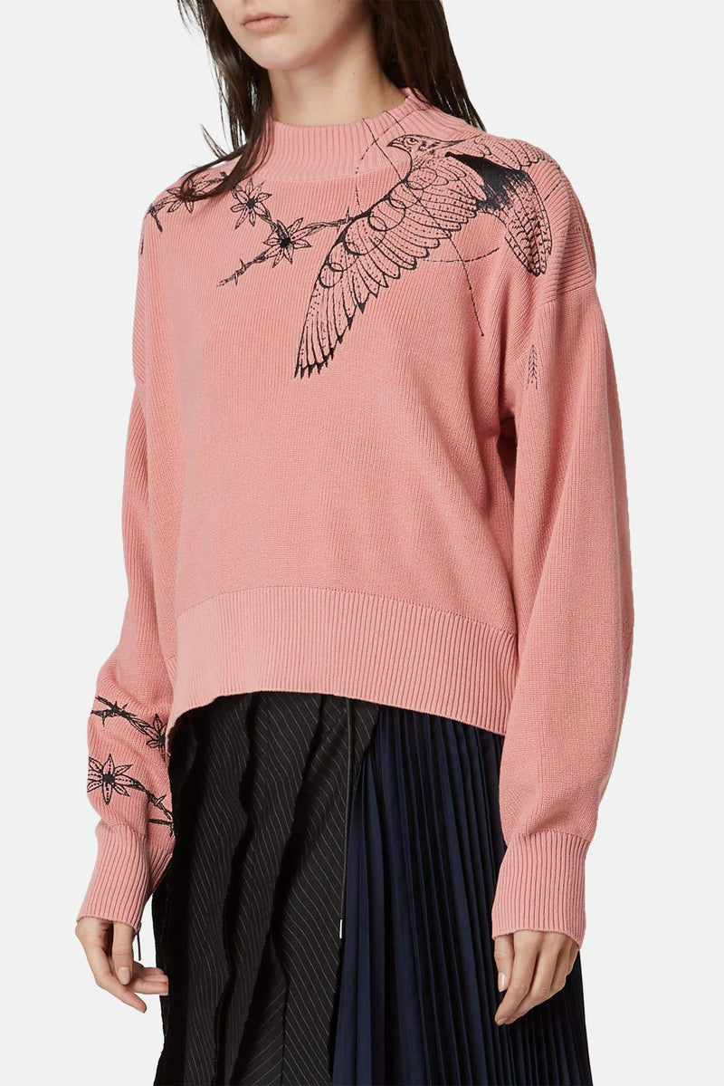 Pull brodé rose Sacai