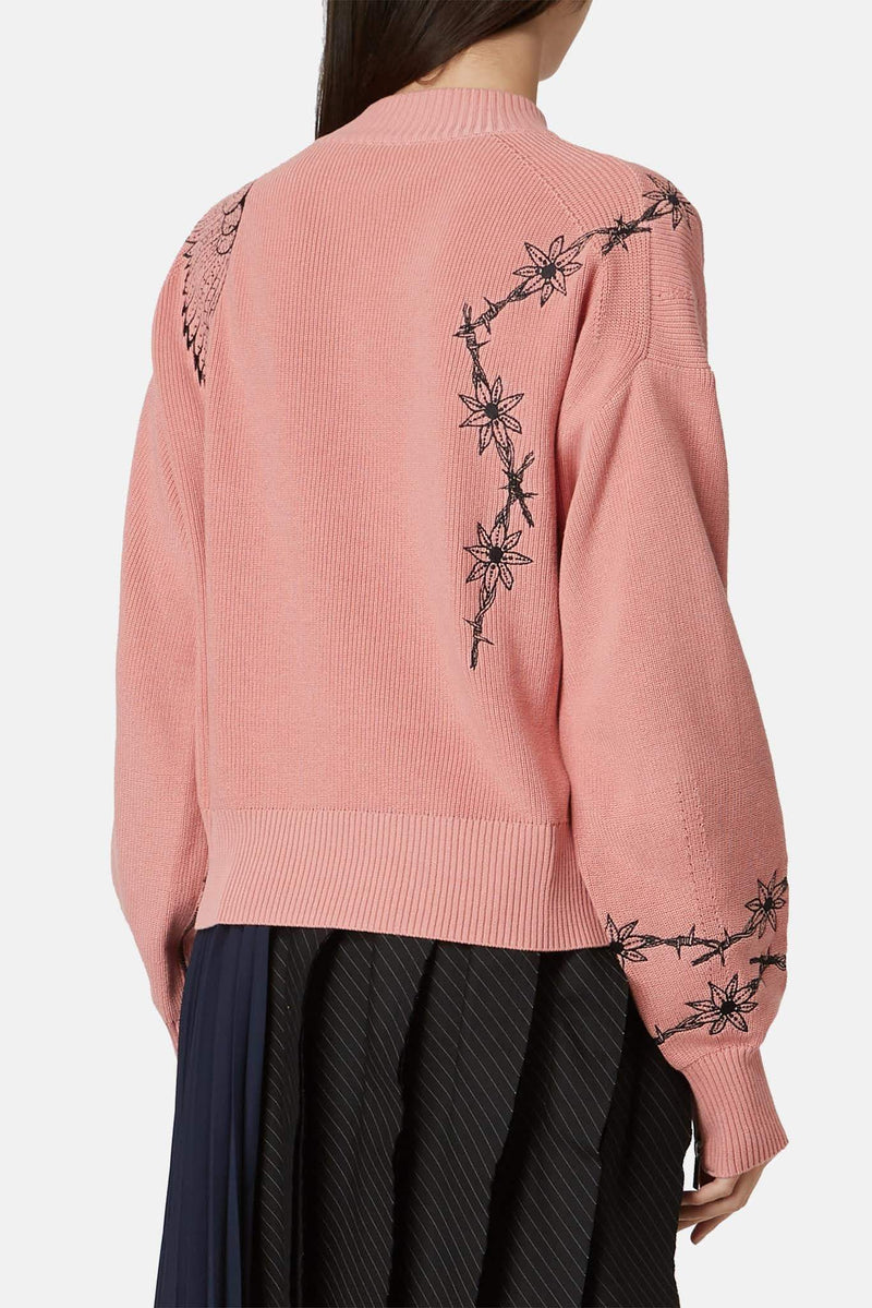 Pull brodé rose Sacai