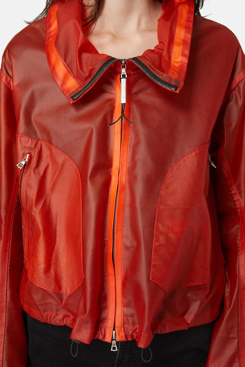 Veste en cuir orange "Deconnectée" Isaac Sellam