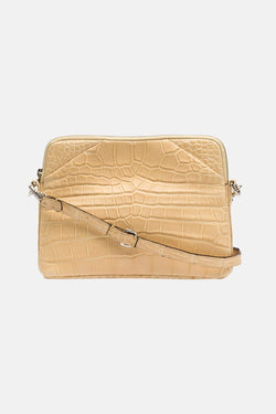 Sac bandoulière en cuir de crocodile beige Cornelian Taurus