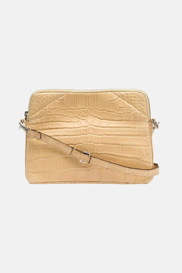 Sac bandoulière en cuir de crocodile beige Cornelian Taurus