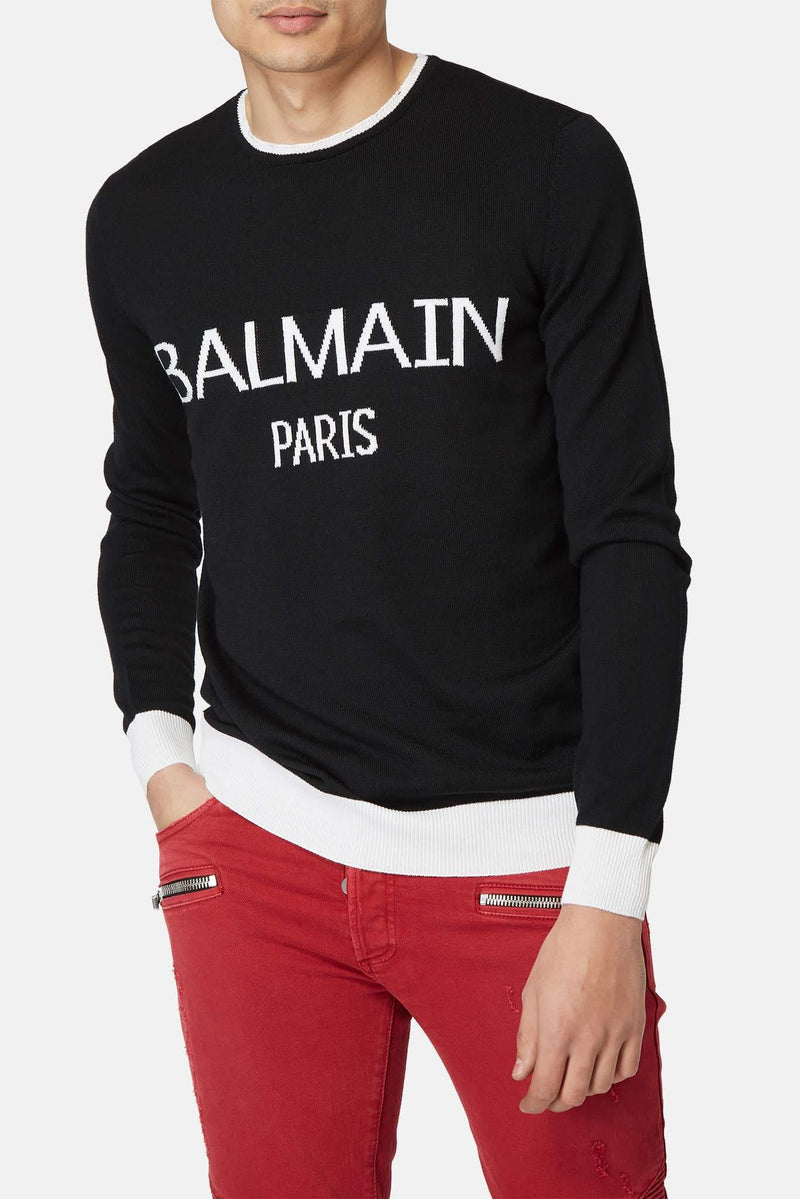 Pull imprimé noir Balmain