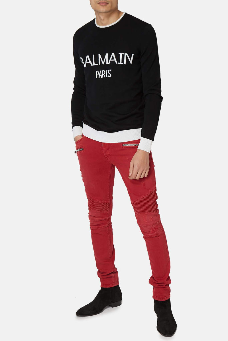 Pull imprimé noir Balmain