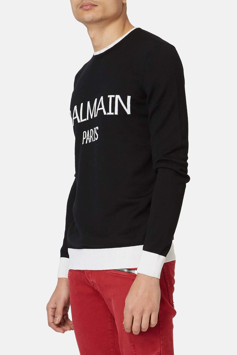 Pull imprimé noir Balmain