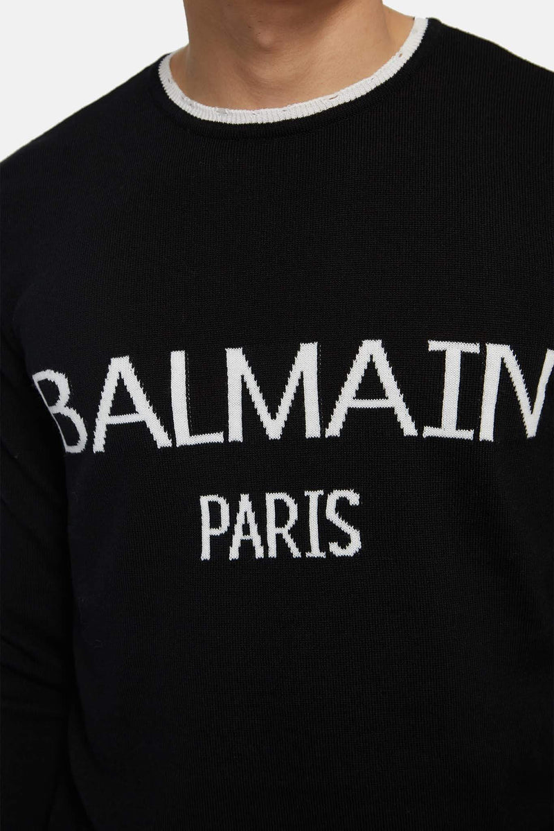 Pull imprimé noir Balmain