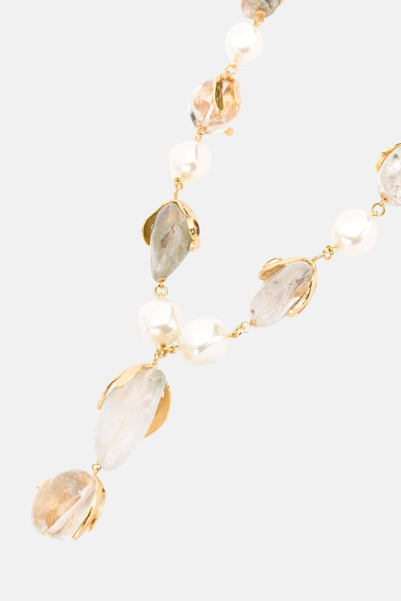 Collier en perles et Quartz "Caged" Oscar de la Renta