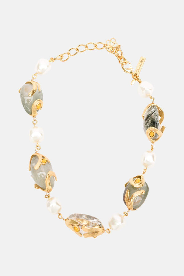 Collier en perles et Quartz "Caged" Oscar de la Renta