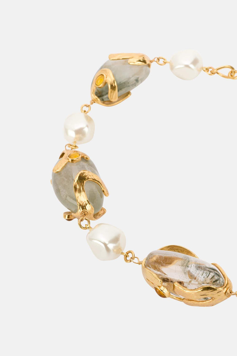 Collier en perles et Quartz "Caged" Oscar de la Renta