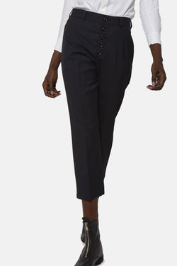 Pantalon en laine mélangée noir Shiro Sakai