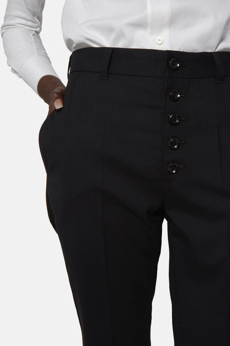 Pantalon en laine mélangée noir Shiro Sakai