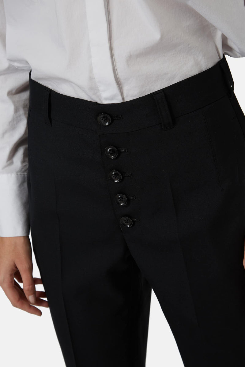 Pantalon en laine mélangée noir Shiro Sakai