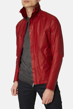 Veste en cuir rouge "Dissident" Isaac Sellam