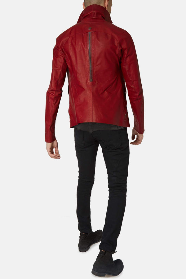 Veste en cuir rouge "Dissident" Isaac Sellam