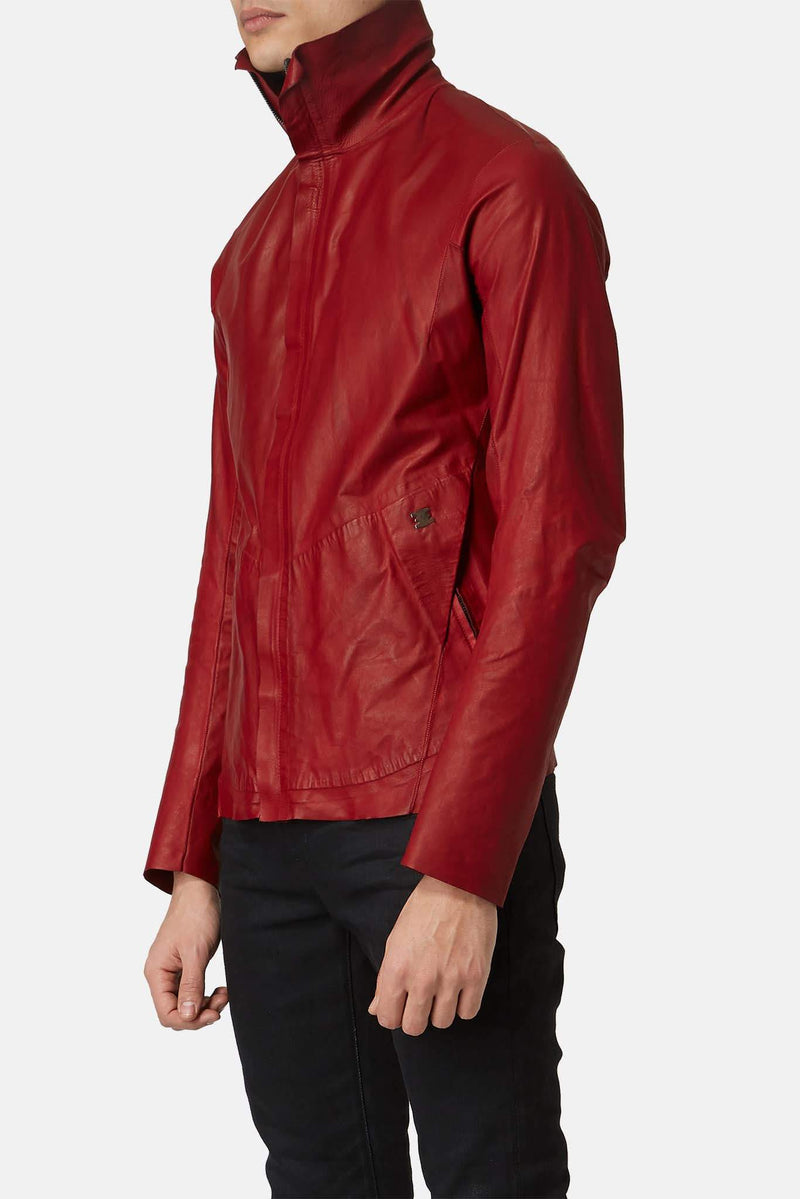 Veste en cuir rouge "Dissident" Isaac Sellam