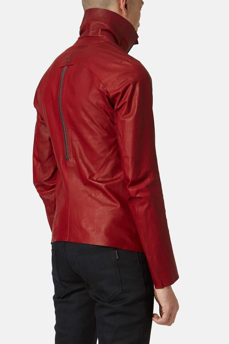 Veste en cuir rouge "Dissident" Isaac Sellam