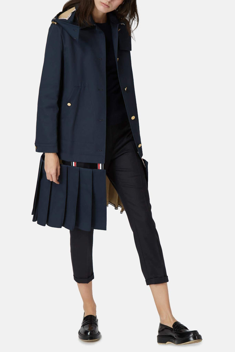 Manteau en coton bleu marine Thom Browne