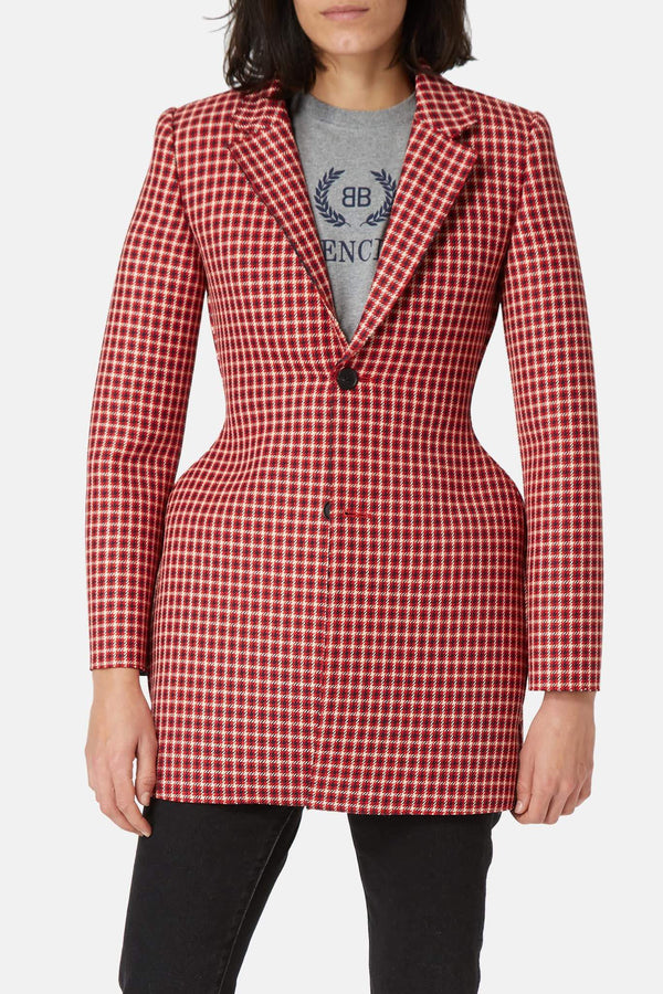 Veste pied-de-poule rouge Balenciaga