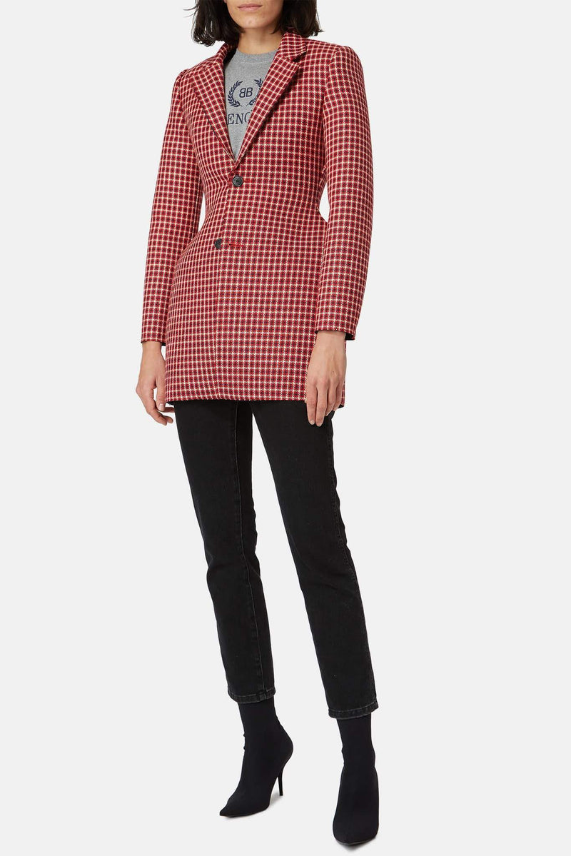 Veste pied-de-poule rouge Balenciaga