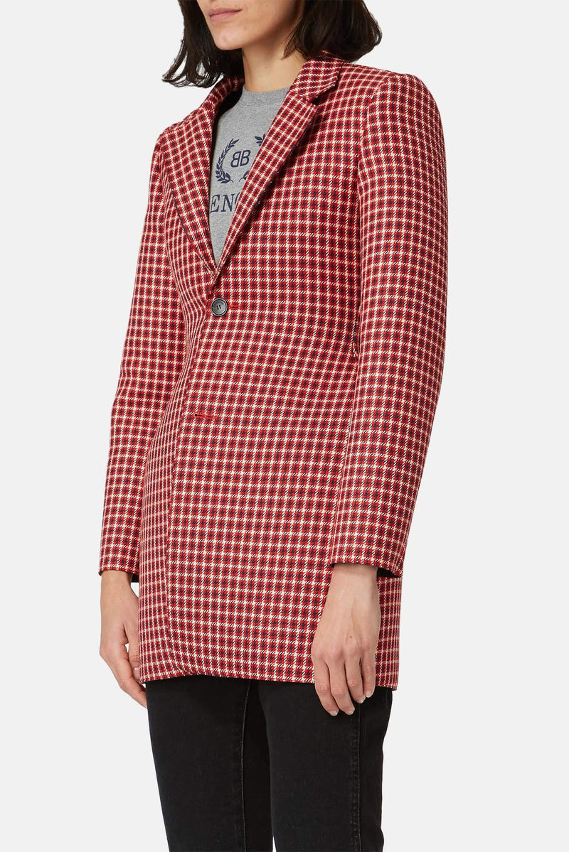 Veste pied-de-poule rouge Balenciaga