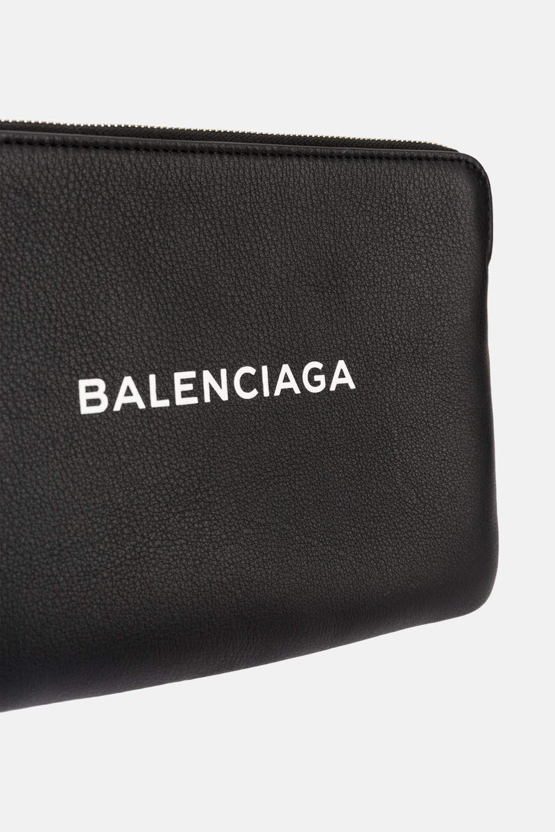 Pochette en cuir noire Everyday Balenciaga