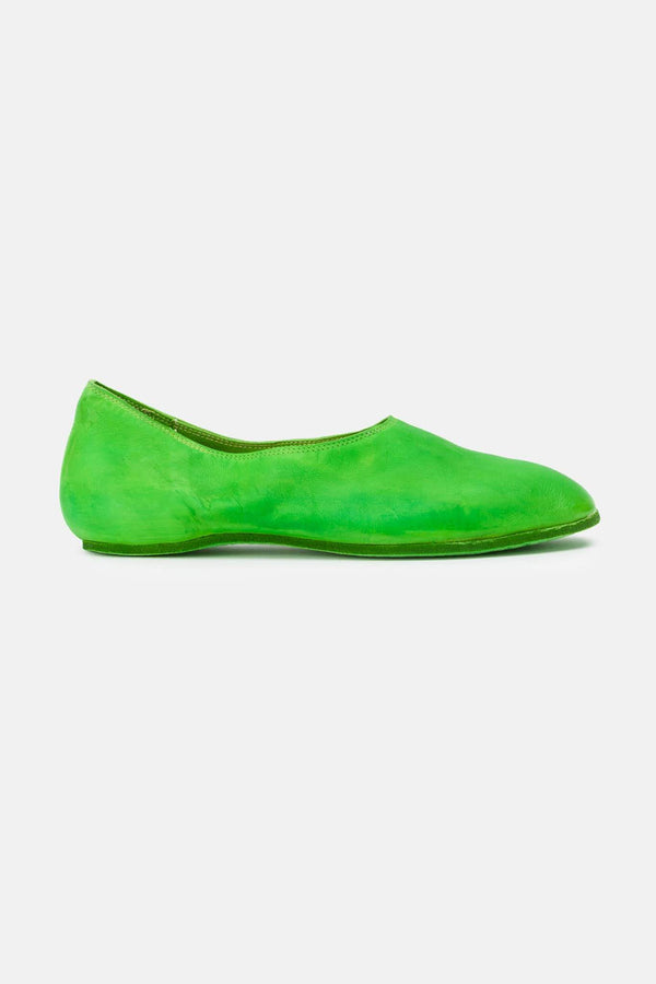 Ballerines en cuir vert fluo Guidi