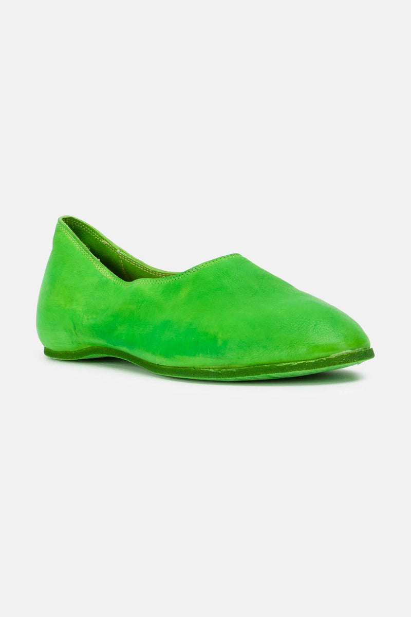 Ballerines en cuir vert fluo Guidi