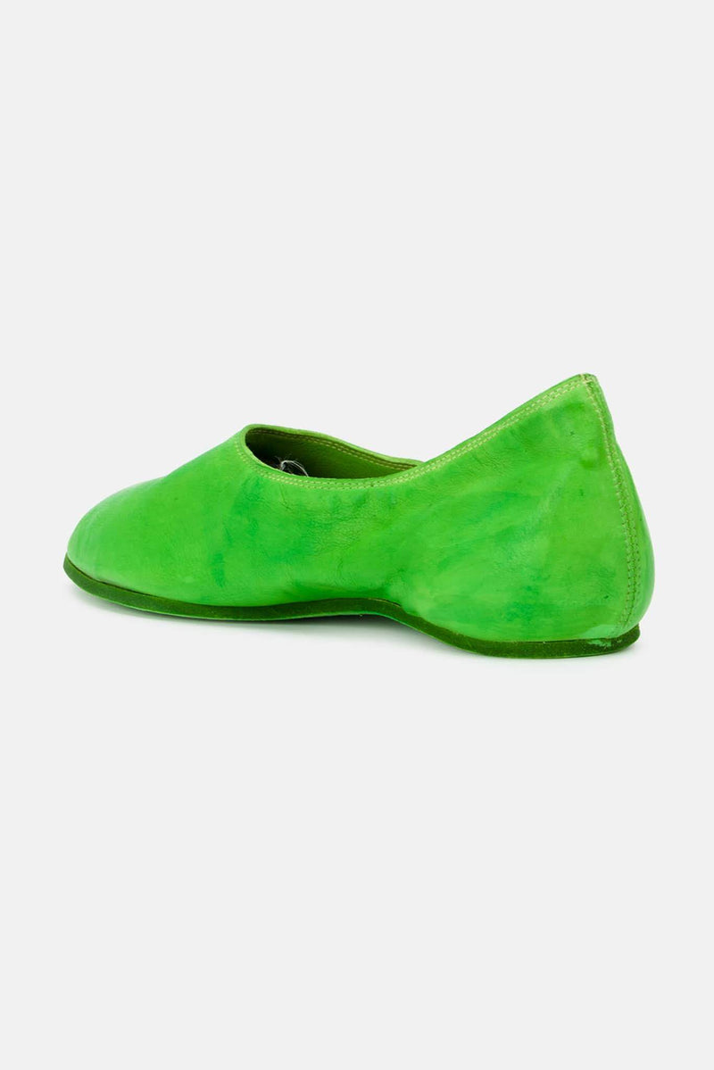 Ballerines en cuir vert fluo Guidi