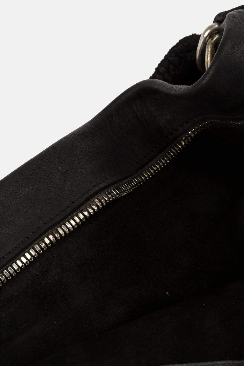 Sac en bandoulière en cuir noir Guidi