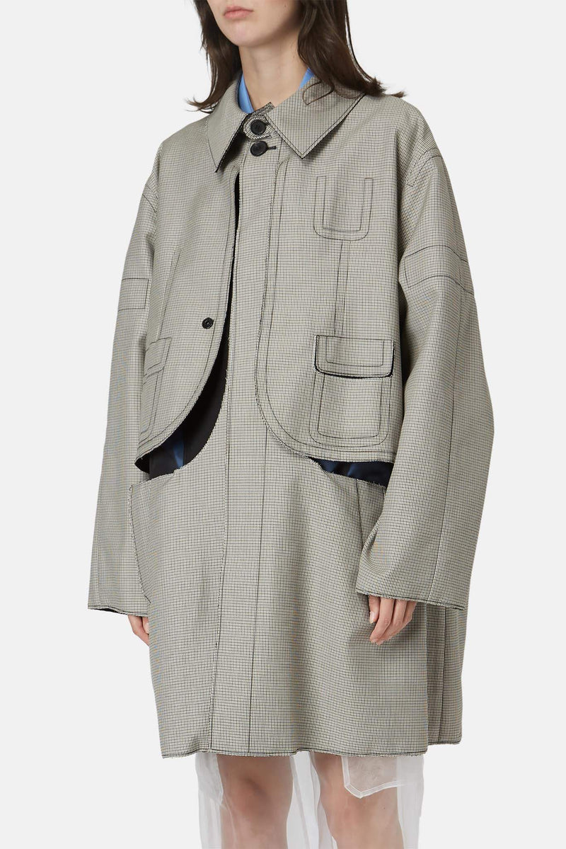 Manteau pied-de-poule en laine mélangée Maison Margiela