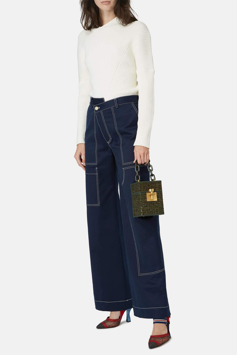 Pantalon en coton bleu marine Monse