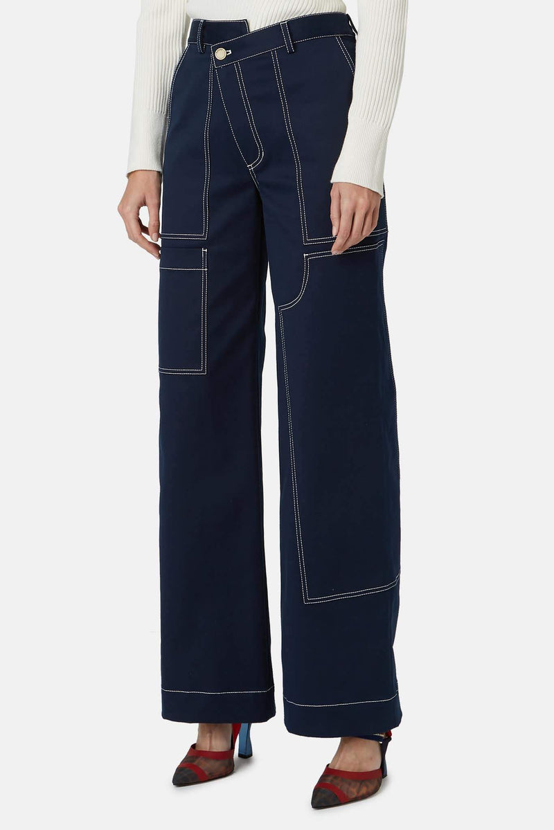 Pantalon en coton bleu marine Monse