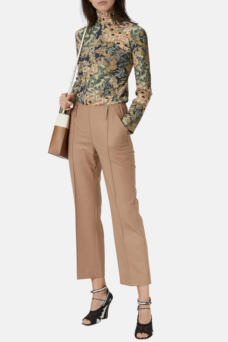 Pantalon en laine mélangée camel Rokh