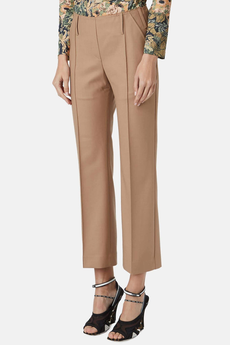 Pantalon en laine mélangée camel Rokh