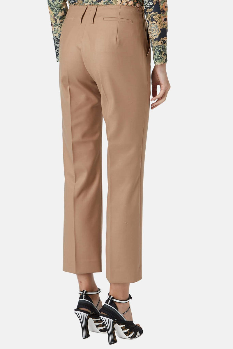 Pantalon en laine mélangée camel Rokh