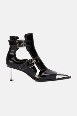 Bottines en cuir noires "Cage" Alexander McQueen