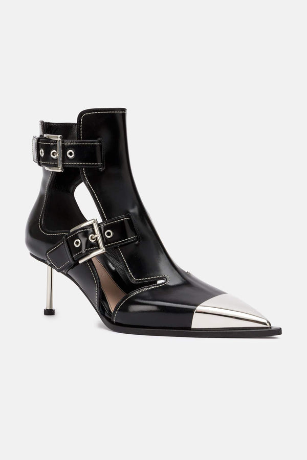 Bottines en cuir noires "Cage" Alexander McQueen