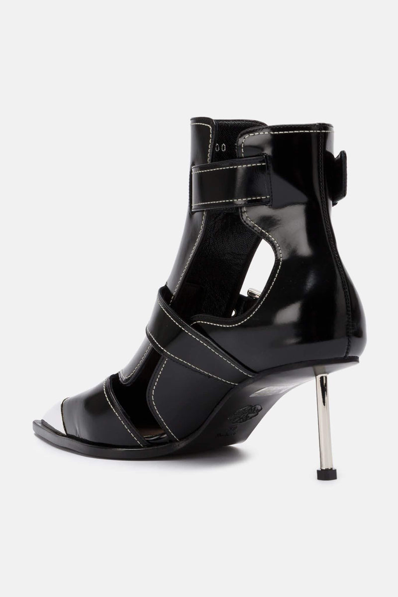 Bottines en cuir noires "Cage" Alexander McQueen