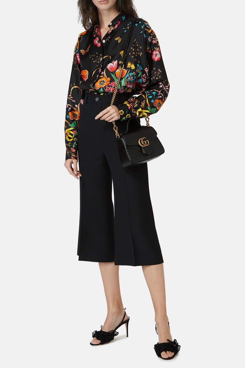 Pantalon en laine mélangée noir Gucci