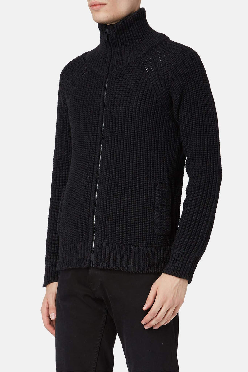 Cardigan tricoté en laine noir Roberto Collina