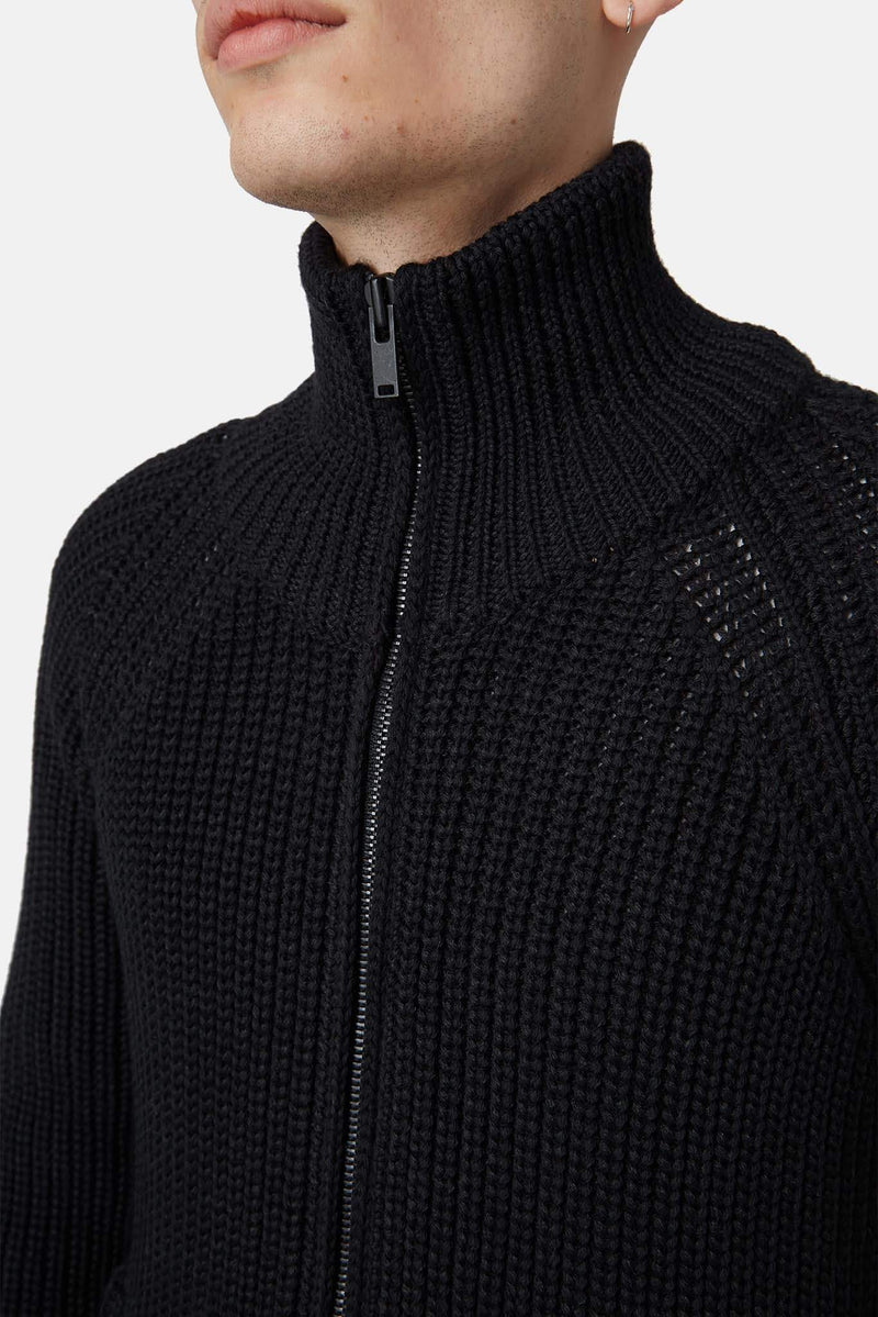 Cardigan tricoté en laine noir Roberto Collina